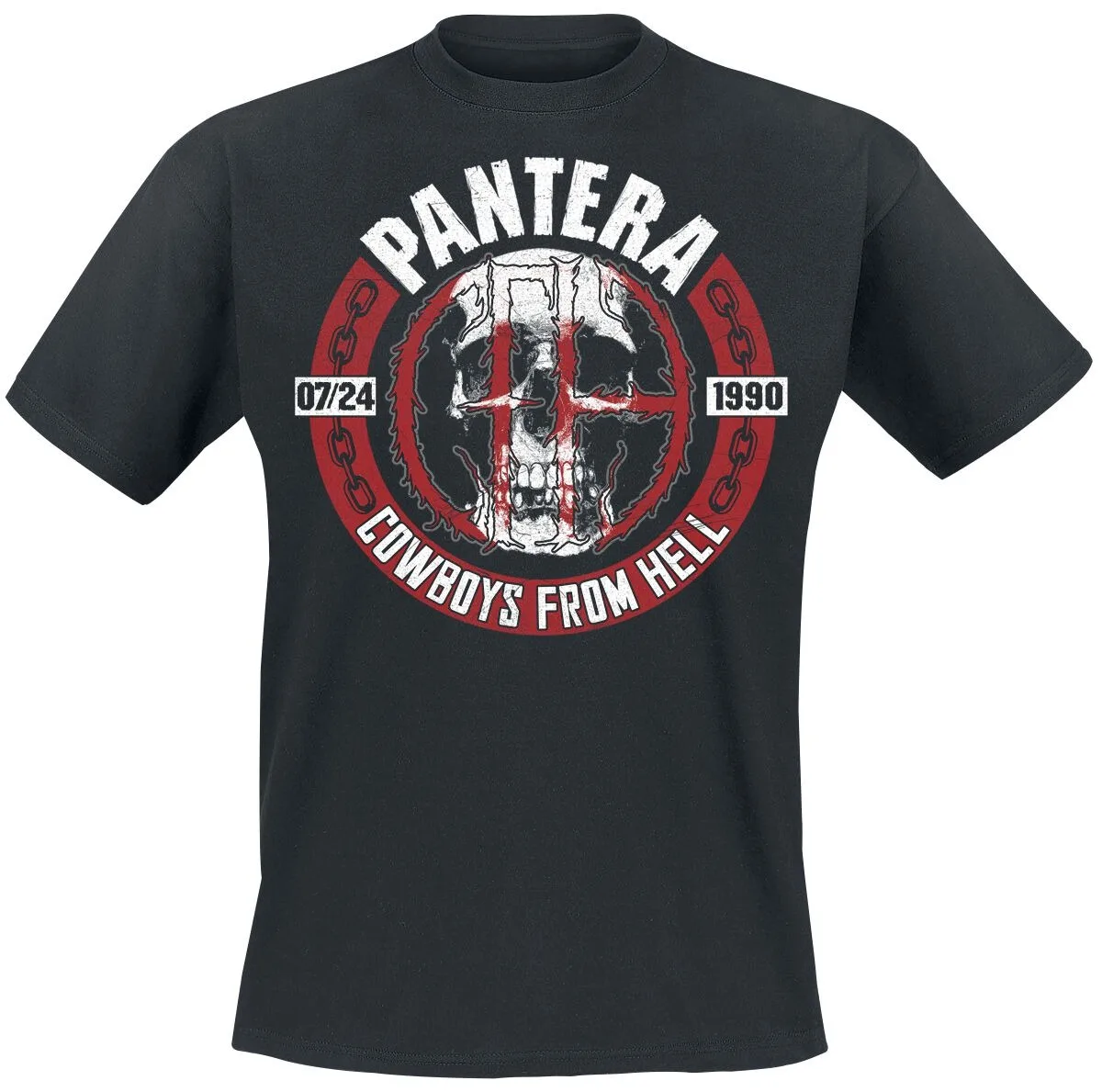 Pantera Cowboys From Hell Tee, Thrash Metal T-Shirt with Skull Cross Emblem & 1990 Date Print, Metal Fan Merch