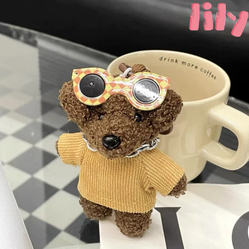 الإنترنت المشاهير النظارات الشمسية الإبداعية هاني الكلب أفخم قلادة لطيف كلب صغير المفاتيح شنقا الديكور زوجين حقيبة دمية