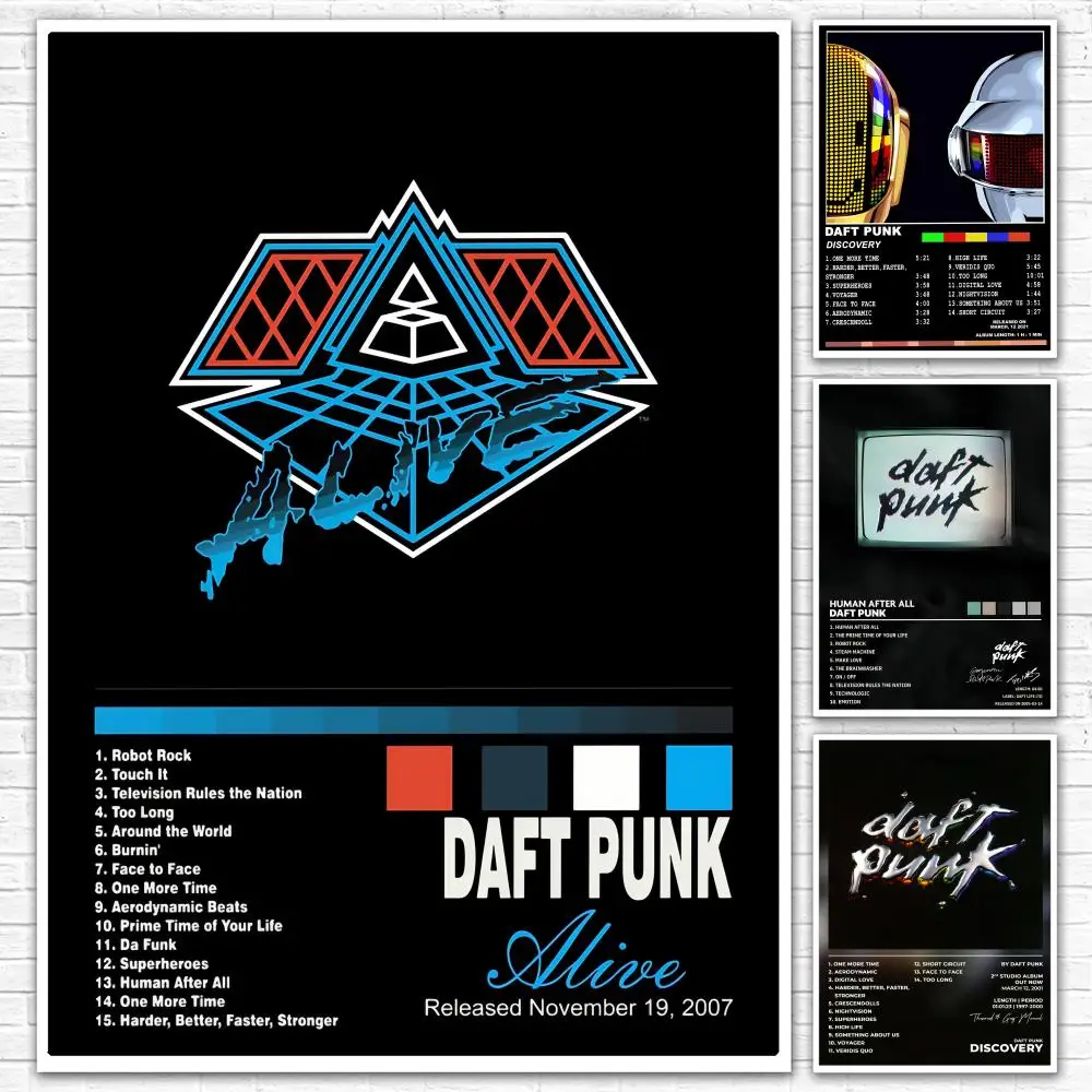 Electronic Duo D-Daft Punk Poster All-match HD Waterproof Self-Adhesive Wall Art Sticker For Home Bedroom