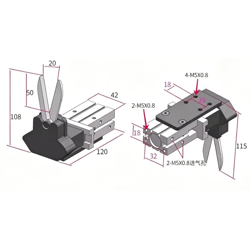 Industrial Grade Pneumatic Right-Angle Scissors Two-Way Cutting for Iron Copper Wire Tape Paper Model AS20-20