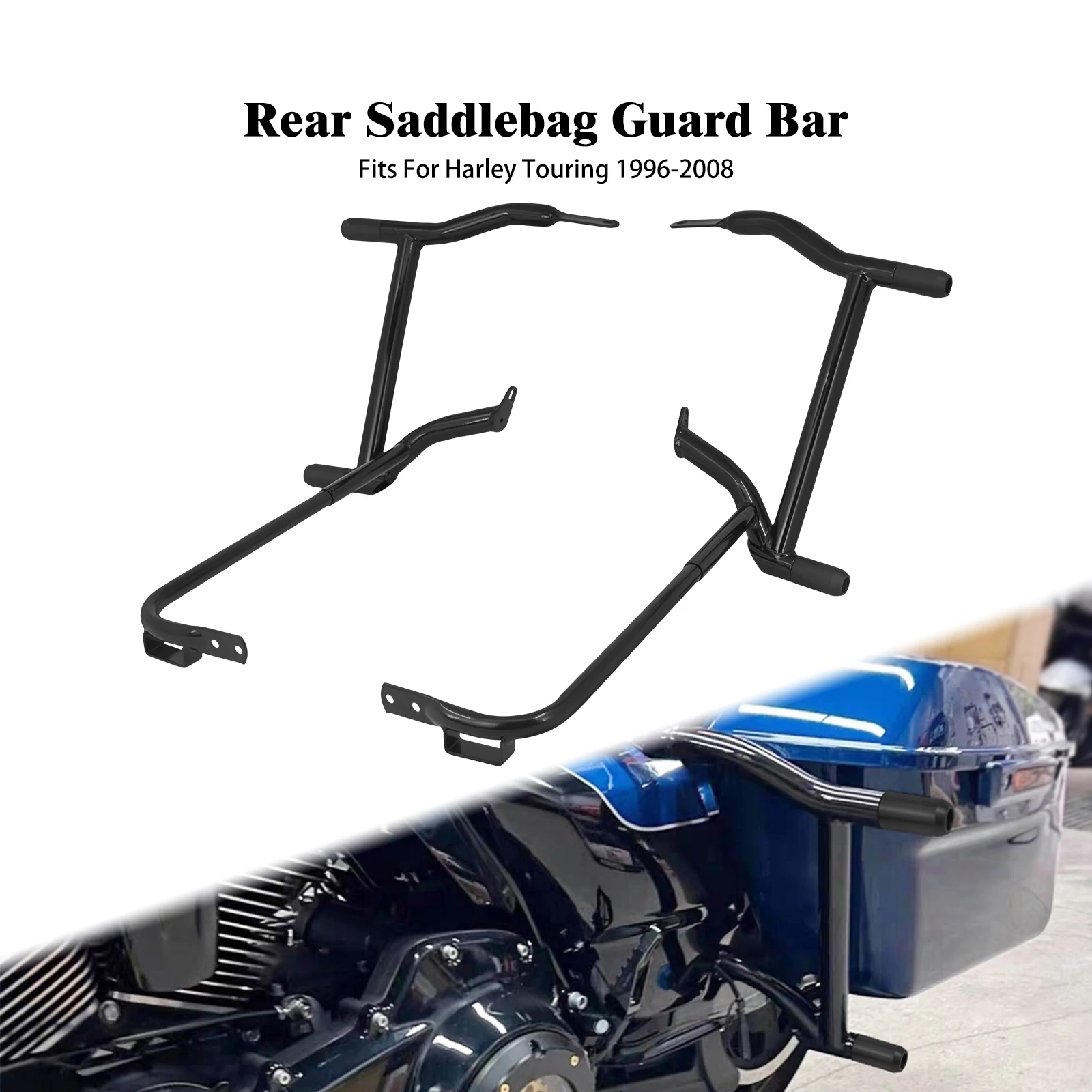 

Motorcycle Rear Saddlebag Guard Crash Bar Rail Bracket Kit For Harley Touring Road King Street Electra Glide FLTRX CVO 1996-2008