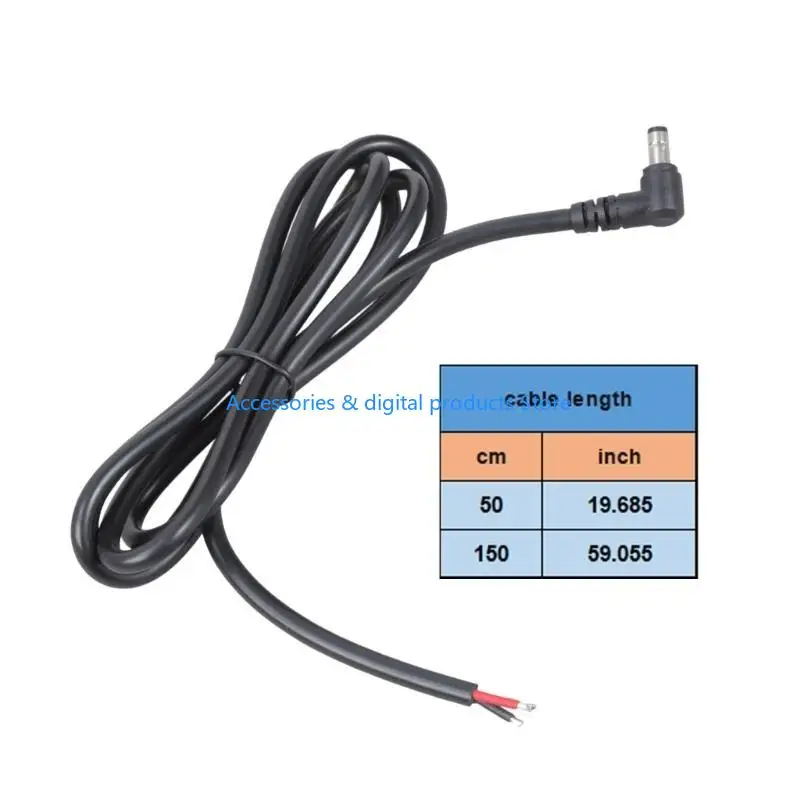 77JD 90 graus DC5525 alimentação 5.5x2.5mm Plugue para arame descal