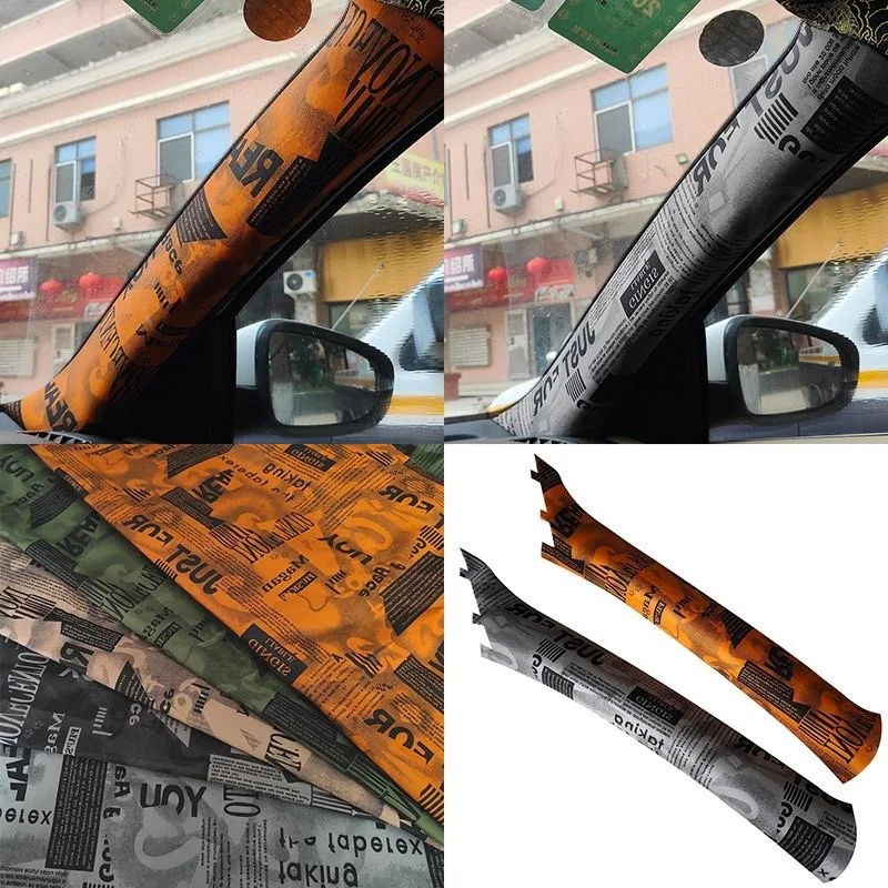 

Car Interior Modification AB Pillar Roof Door Renovation Self-adhesive Sticker Newspaper Letter Pattern Fabric Wrapping Films