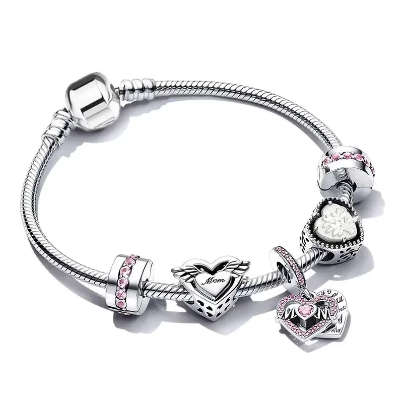 New Silver Plated Charm Bracelet Women's Crystal Beads Panda Love DIY Fashion Brand Cute Animal Pet Jewelry Gift Factory