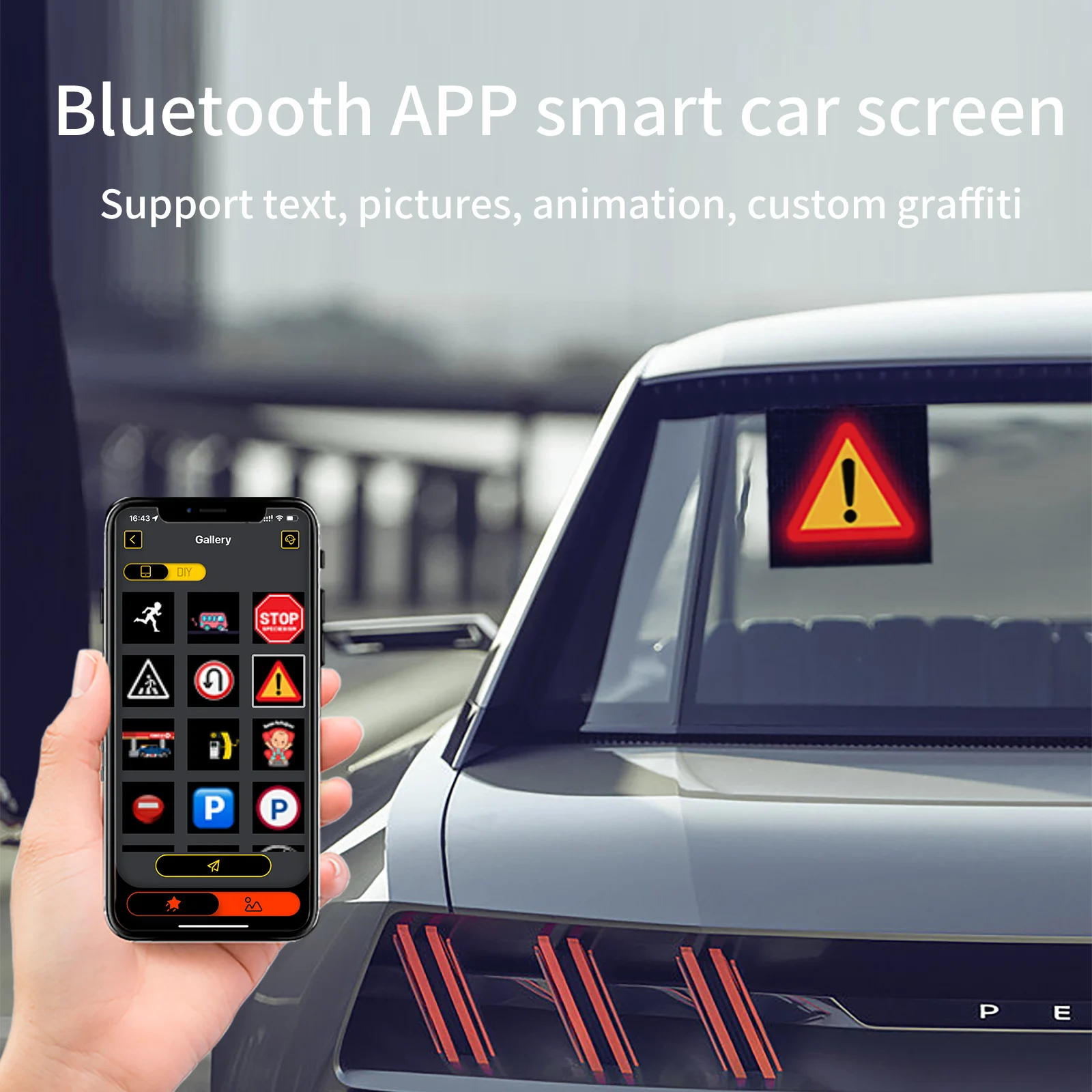 Smart LED Display Car Rear Mobile Phone Bluetooth APP Control Display Graffiti Scrolling DIY LED Expression Screen Pixel Panel