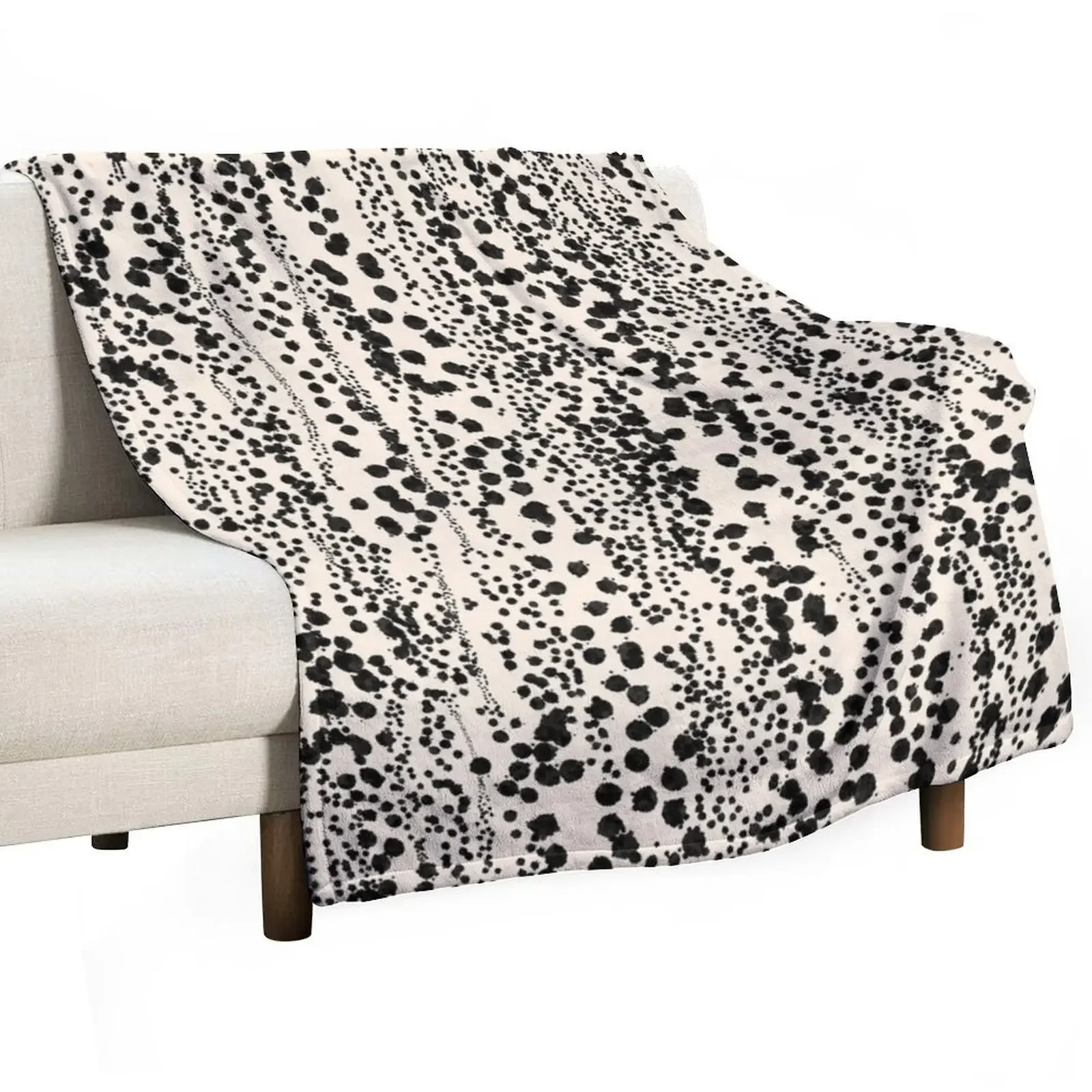 Organic Ink Blots Abstract Pattern in Black and Almond Cream Throw Blanket Fashion Sofas christmas decoration Blankets