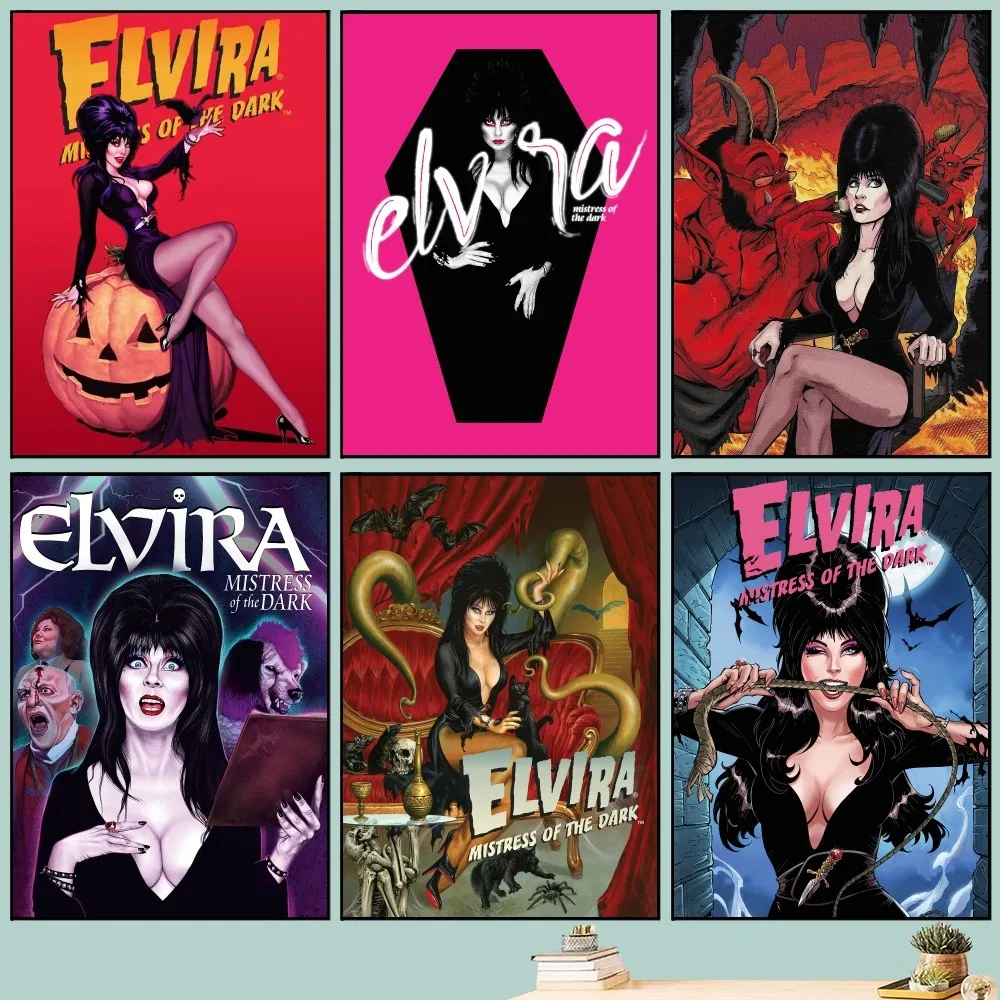 Film E-Elvira M-Mistress D-Dark Poster DIY Vintage Movie Poster Wall Art Painting Study Stickers Big Szie Wall Painting