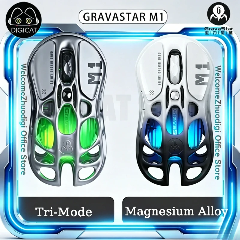 Gravastar M1/M2 Wireless Tri-Mode Gaming Mouse Magnesium Alloy Bluetooth E-sports Mouse PC Gamer Long Battery Life Mice Gifts
