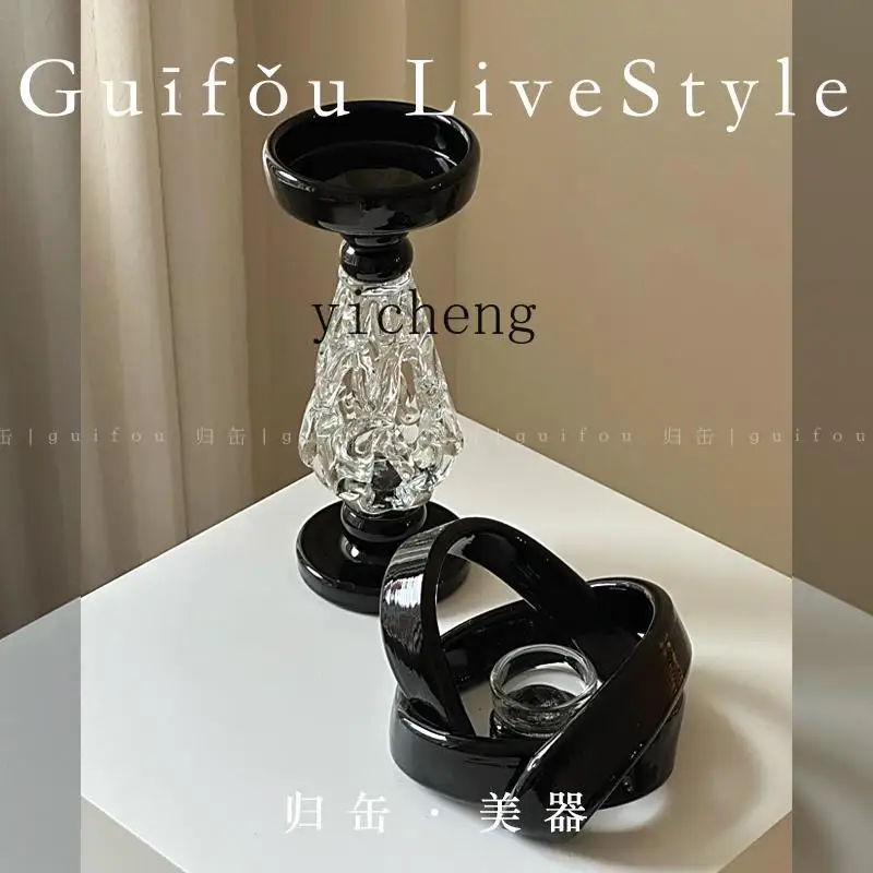 

LSL Baroque Candlestick Heavy Industry Living Room Black Glazed Candle Tommy French Decoration