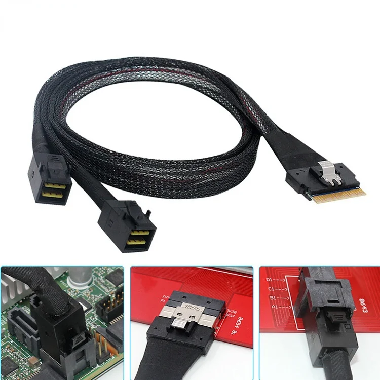 Imagem -04 - Oculink Pci Pcie-express Sff8654 76p a 2sff9643 Ssd Cabo Ativo de Dados 50cm