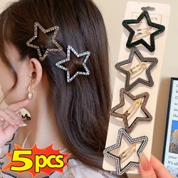 1/5pcs Shiny Star Hairpin for Girls Women Ladies Y2K Korean BB Bangs Clip Hairpin Fashion Hollow Rhinestone Headwear Accessories