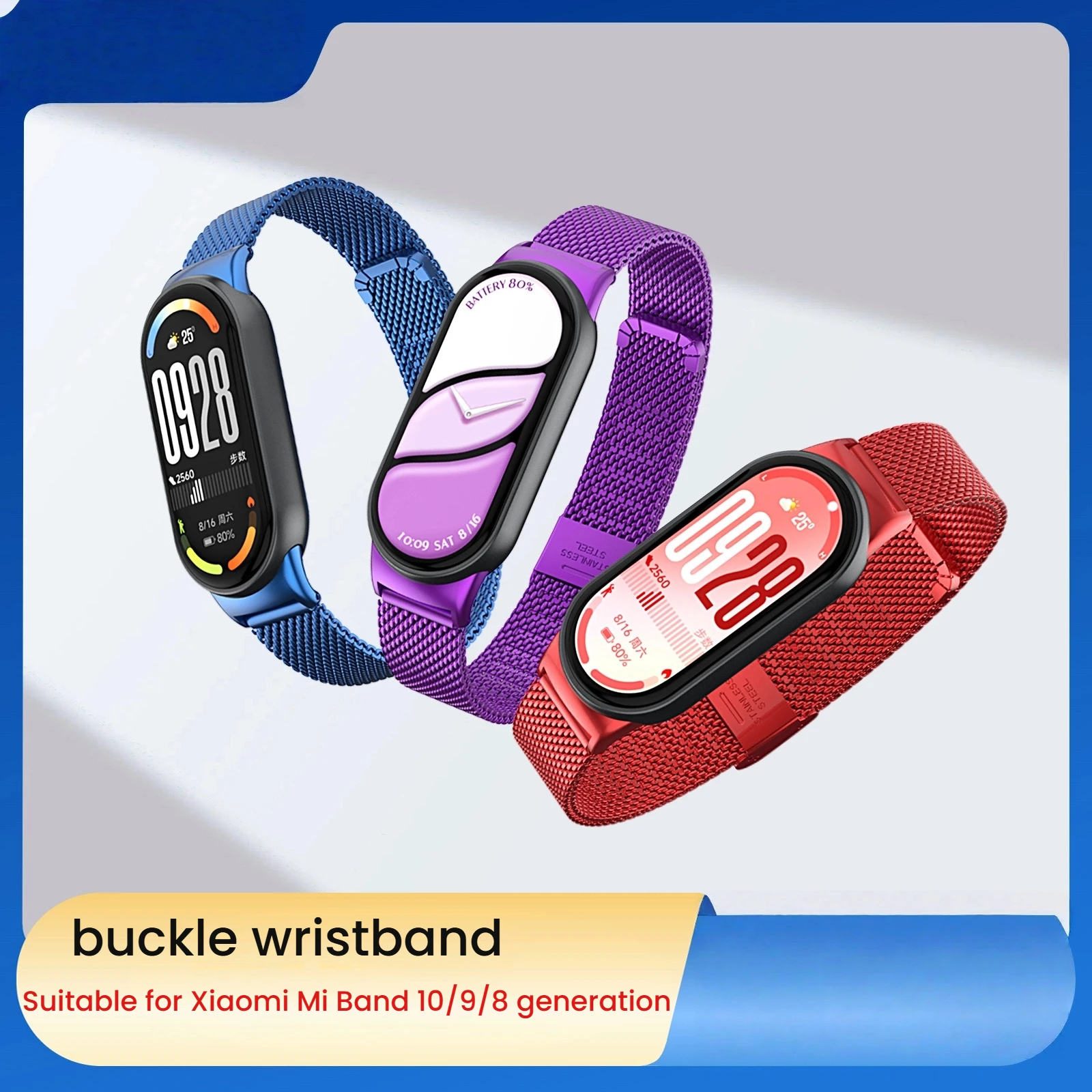 

Metal Strap for Xiaomi Band 10/8/9 Buckle Stainless Steel strap for Xiaomi Mi Band 10 9 8 Smart Band Replacement accessories