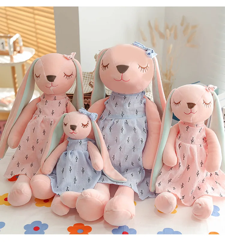 35 cm große Oster-Babyhasenfigur, rosa und blau, An'an Rabbit, beruhigende Geschenkpuppe für Kinder, Plüschtier mit superweichem Fell. – Detail 21