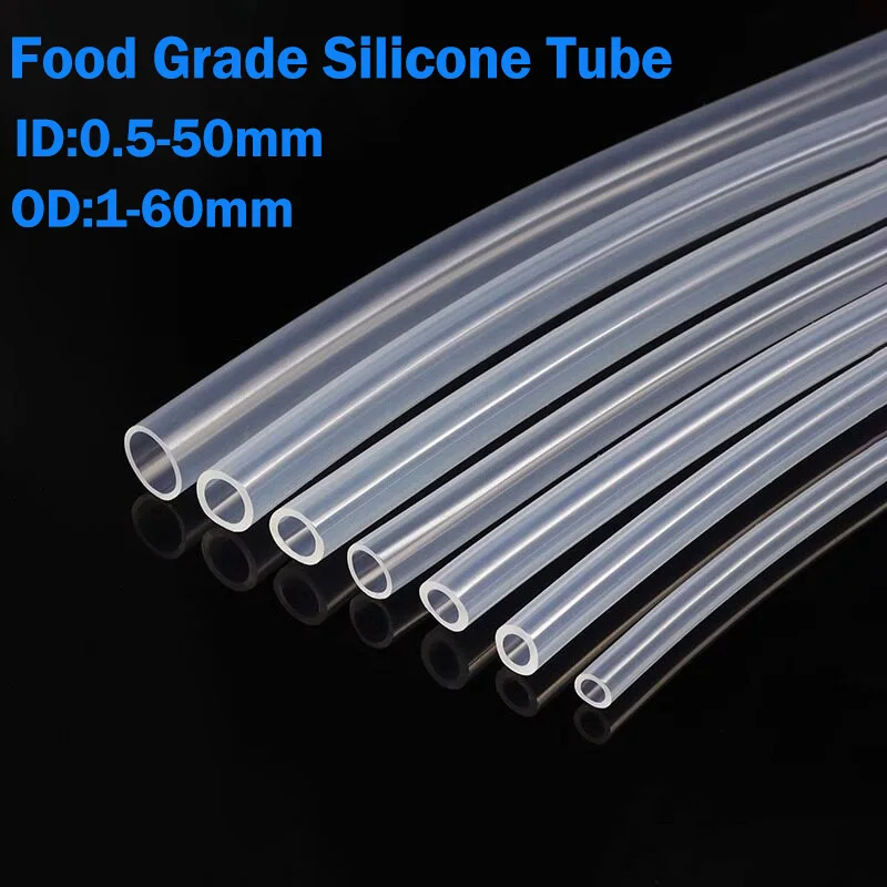 2 Meters Transparent Food Grade Silicone Tube ID:0.5-50mm Aquarium Soft Tubing Silicone Pipe Flexible Garden Rubber Hose