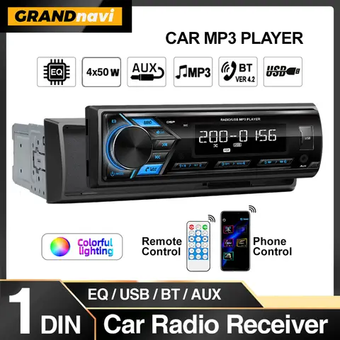 Car MP3 Player Detachable Panel 1din USB FM Radio Tuner with LED Segment Displays AUX Input USB Bluetooth Phone/Remote control