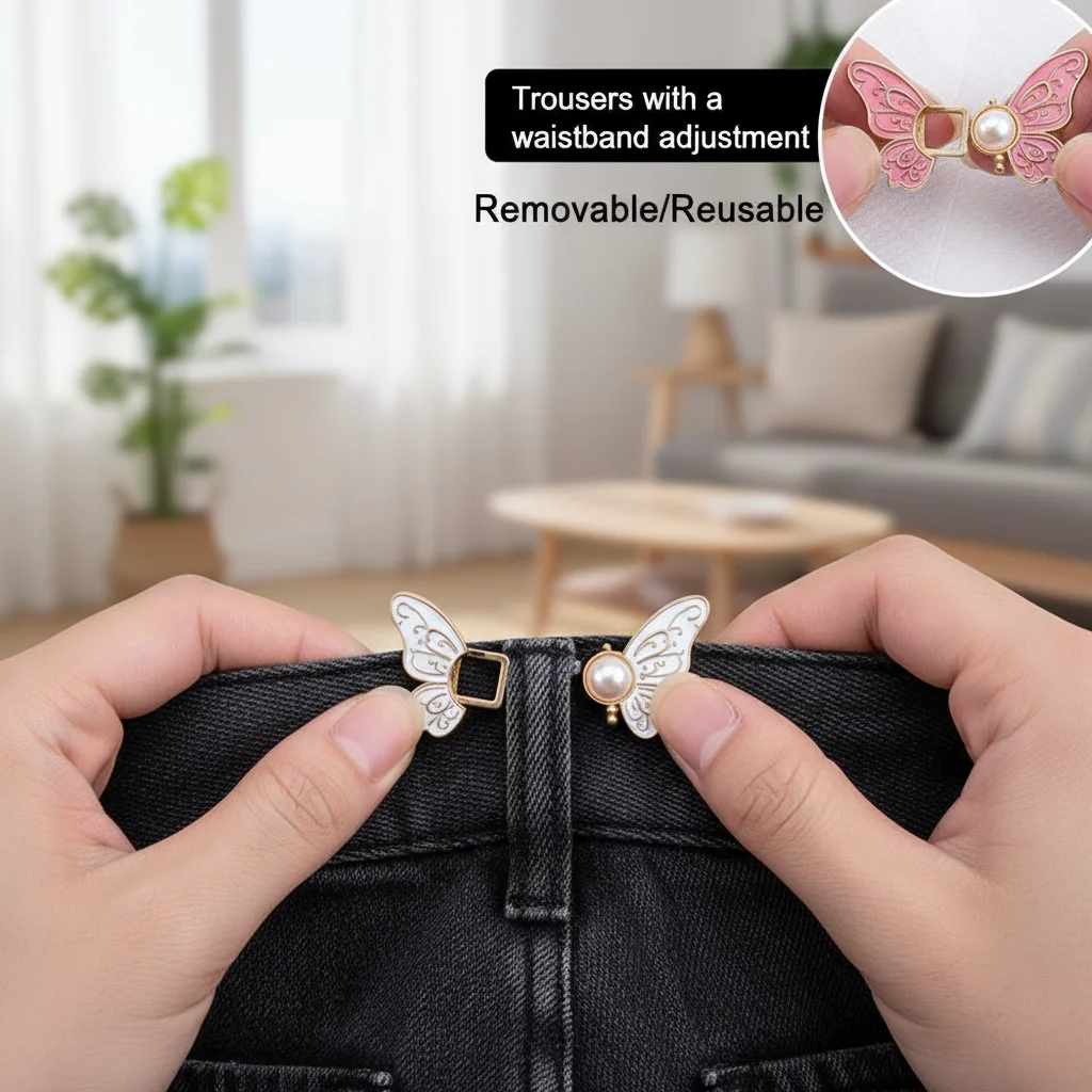 Alloy Waist Adjuster Buckle Removable Butterfly Waist Clip Reinforced Metal Design for Daily Wear Stylish Waist Reducing Tool