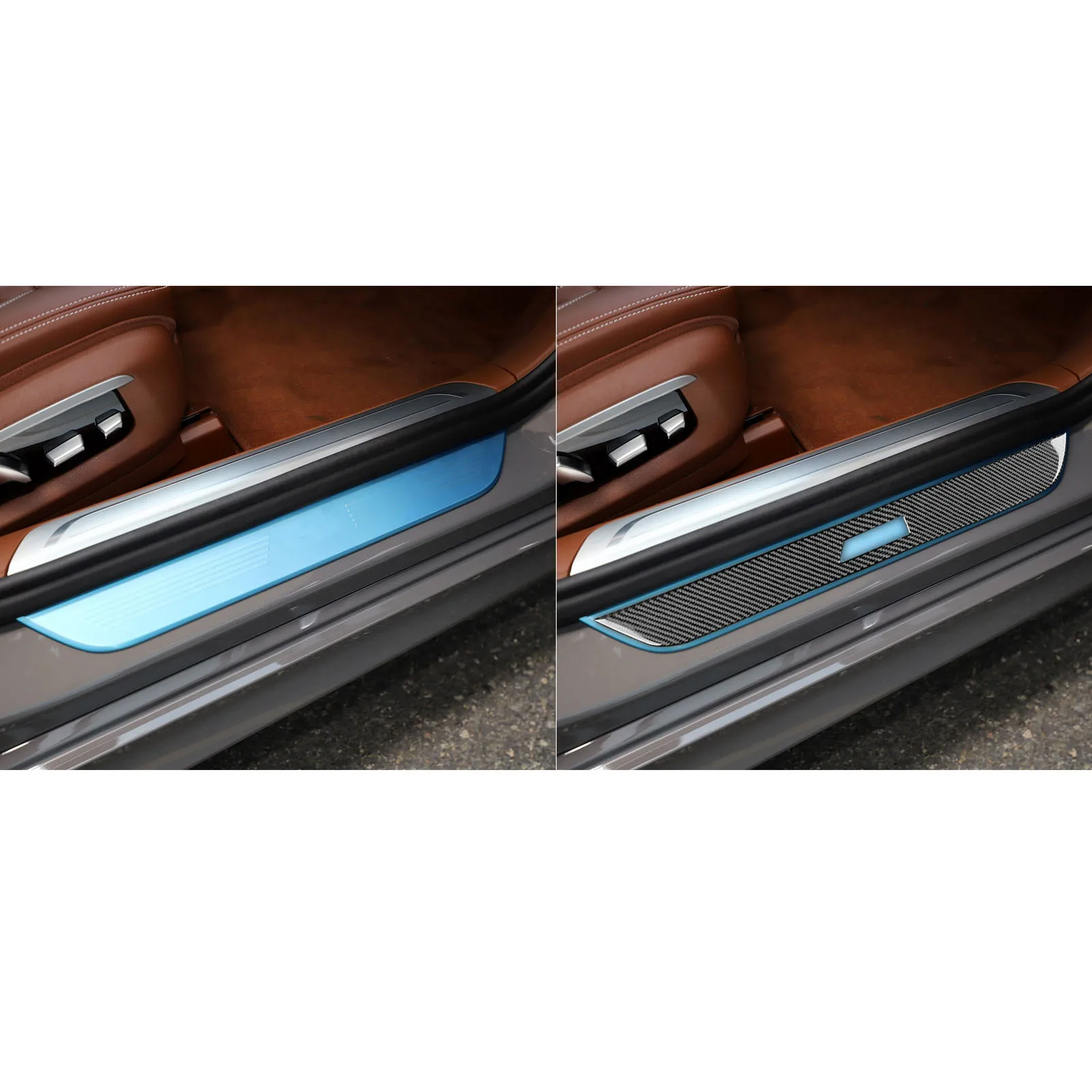 For BMW 7 Series G11 G12 2015-2022 Carbon Fiber Welcome door sill strip Panel strip Car Interior Accessories Decorative Stickers