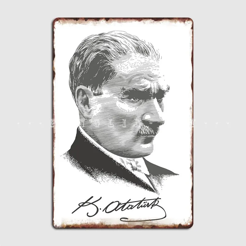 Ataturk World Leader Metal Plaque Poster Printing Kitchen Wall Plaque Wall Mural Tin Sign Poster