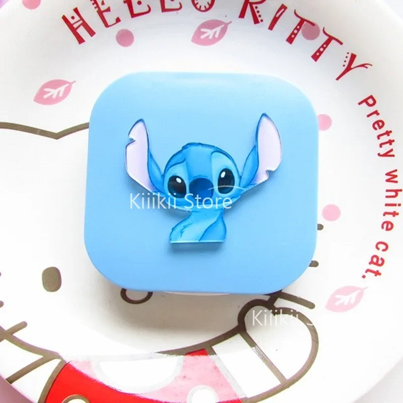 Disney Stitch Mini Contact Lens Case Travel Kit Easy Carry Mirror Lenses Box Container  Lymouko Lovely Pocket Cartoon Cute New