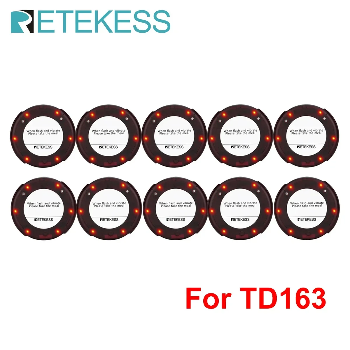 RETEKESS 10Pcs Coaster Pager Receivers Wireless Calling System for TD163 Restaurant Coffee Shop Church Clinic Beauty Salon