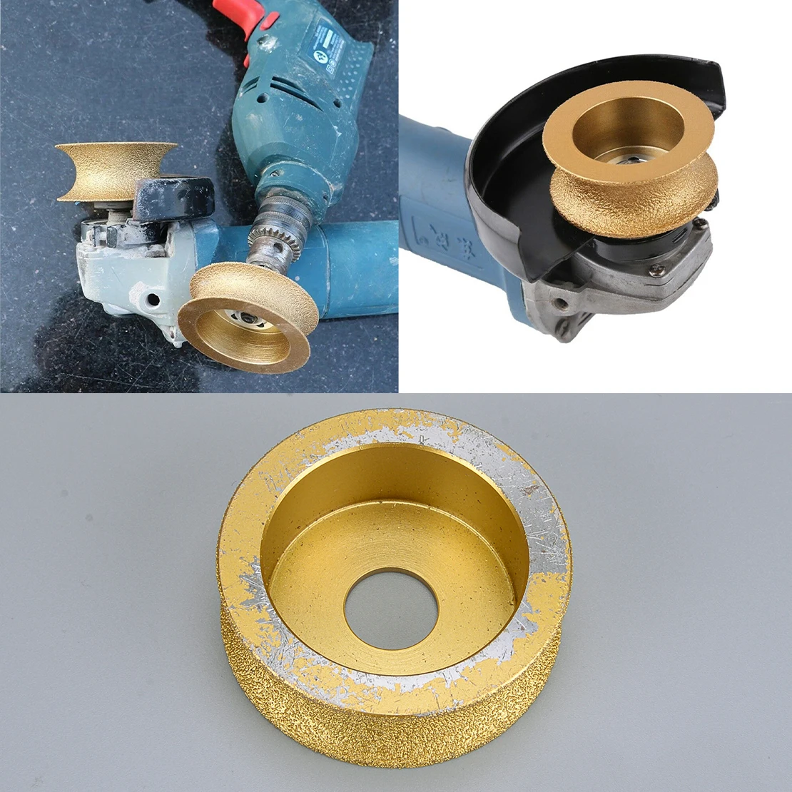 

3" Round Dry Wet Vacuum Brazed Diamond Grinding Wheel Demi Bullnose Edge 20mm Bore Gold