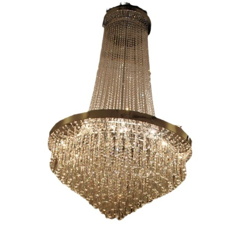 

Villa duplex floor crystal living room chandelier light luxury modern simple creative round lobby