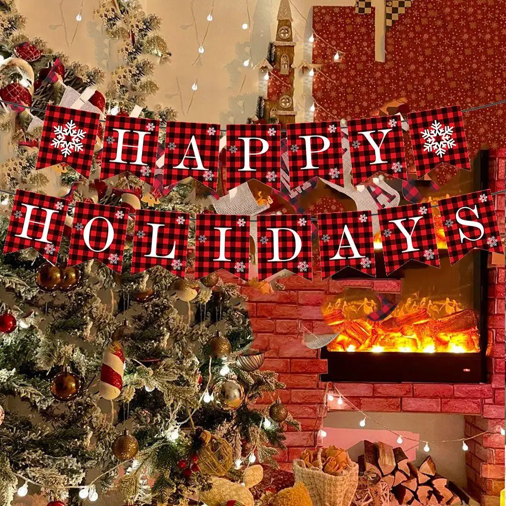 Charm To Decorations Burlap Christmas Banner Bright Letters Easy To Hang Elegant Design Festive Letters Reusable