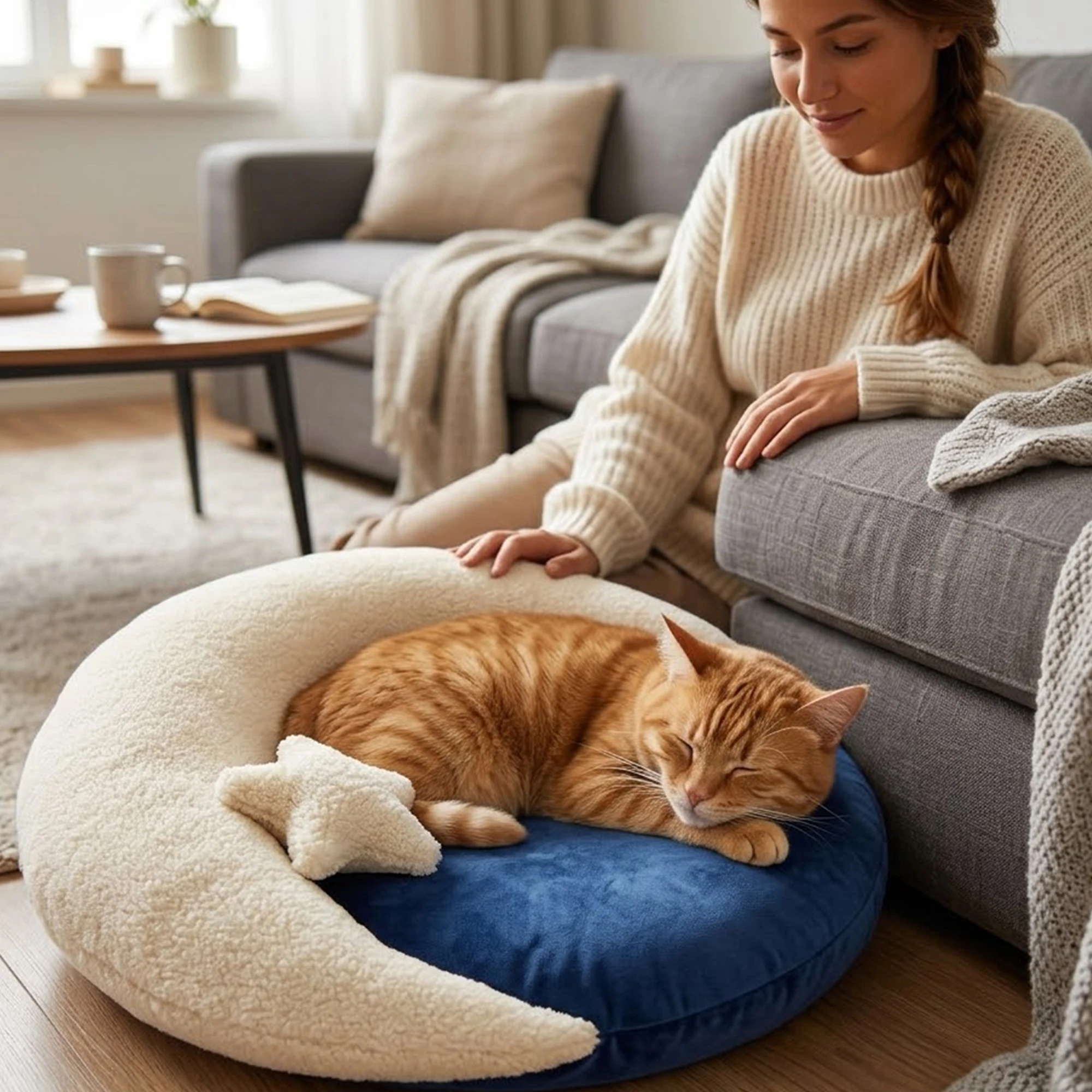 Cat Moon Star Bed Mat Galaxy Space Cat Sleeping Pad Breathable Non Stick Hair Washable Non Slip Cat Bed Mat Pet Supplies