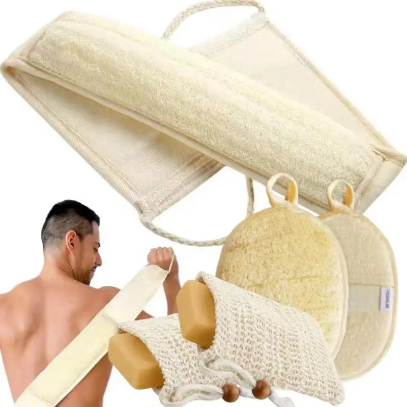 Exfoliating Back Scrubber Reusable Natural Flax Fiber Gentle Dead Skin Remover for Adult Bath Shower Skincare