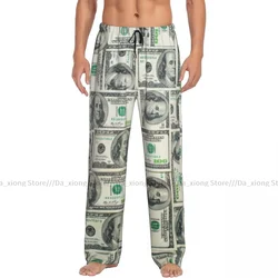 Dollar Bills Of United States Federal Reserve The Ben Franklin Portrait Mens Pajamas Pyjamas Pants Lounge Pants Sleep Bottoms