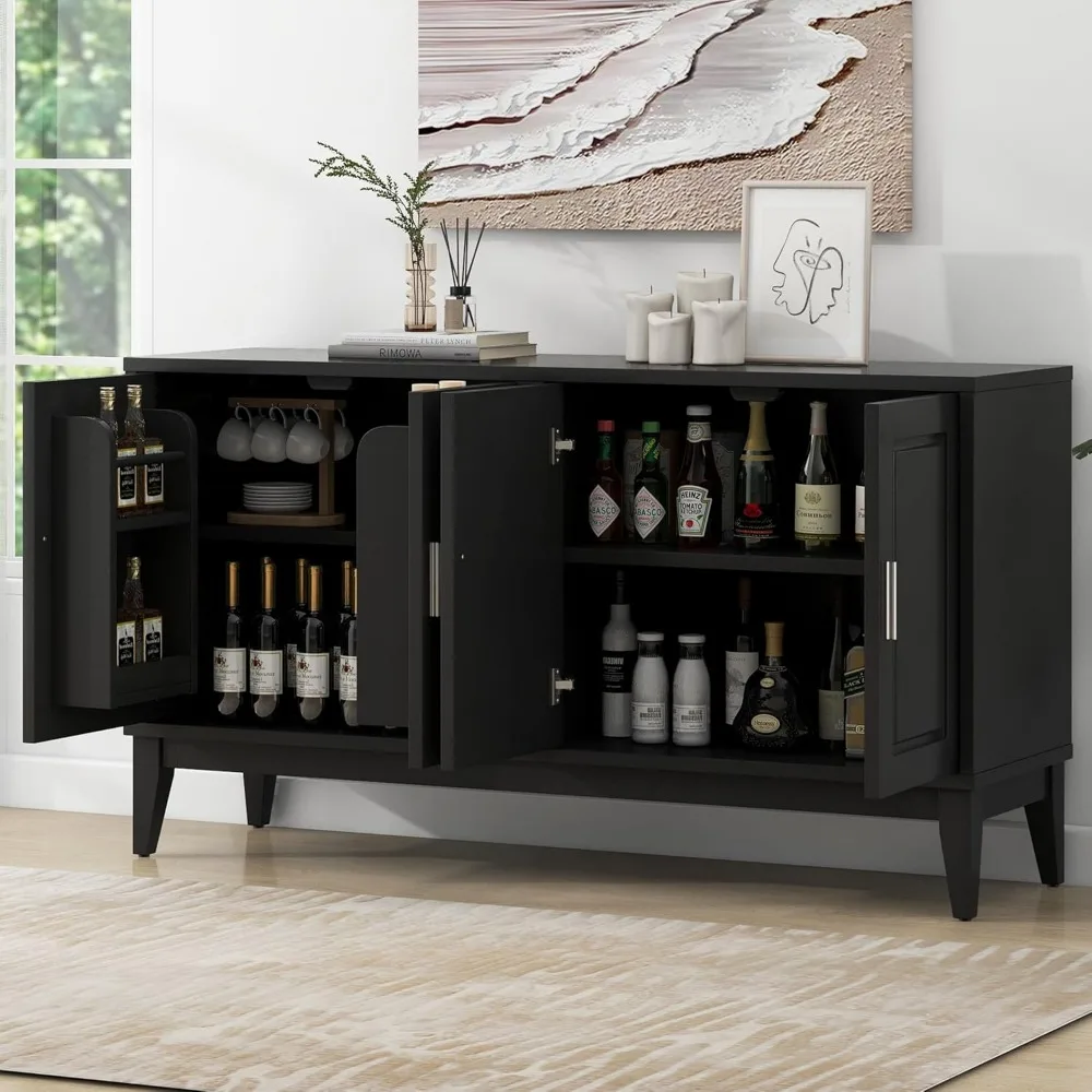 4 Door Sideboard Storage Cabinet,Modern Accent Cabinet with Door Shelf,Decorative Buffet Cabinet with Adjustable Shelf