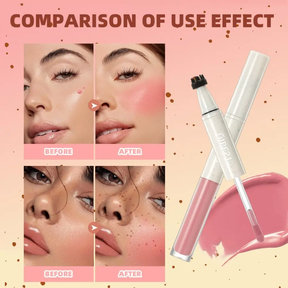 

2-in-1 Dual-Ended Freckle &Blush Stick Waterproof Sweatproof Stamp Freckle Blush Pen Quick Drying Natural Fake Freckles Pen