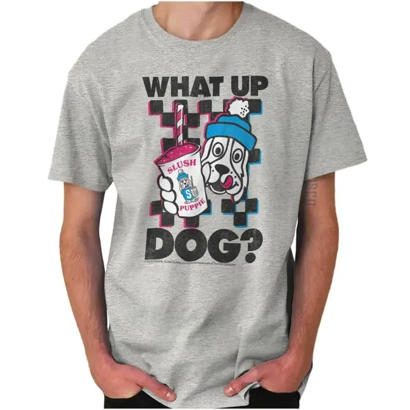 What Up Dog Lustiges Retro-Slush-Puppie-Geschenk für Damen oder Herren, Rundhals-T-Shirt