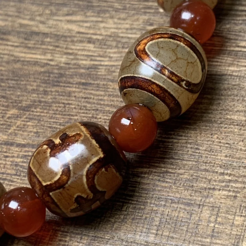 Boutique Old Agate Dragon Scale Duobao Tibet Beads Bracelet round Beads Single Circle Amusement Article Bracelet Men and Women S