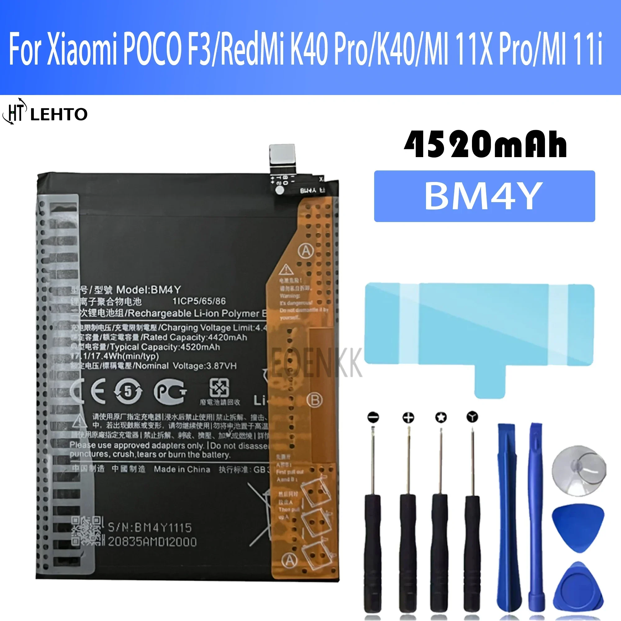 

2024 Years 4520mAh 100% Original BM4Y Battery For Xiaomi Poco F3 Redmi K40 Pro K40Pro Battery Batteries Bateria In Stock + Tools