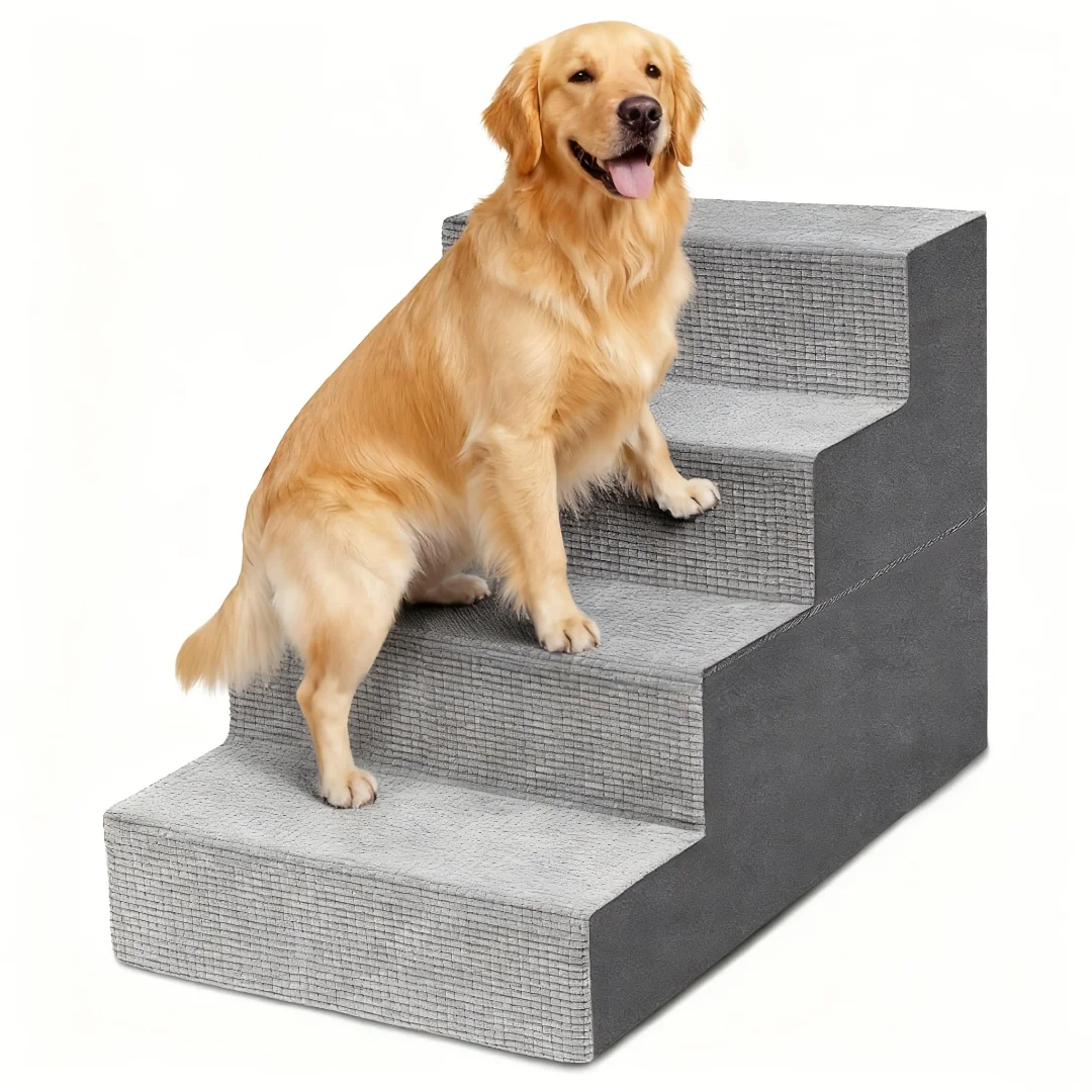 Rampa para Perros y Escaleras de 4/5 Peldaños con Escalones Antideslizantes y Escalera para Mascotas Lavable y Extraíble - Diseño Multietapa para Interiores/Exteriores para Perros Pequeños, Mascotas con Dolor Articular, Cama/Sofá - Apta para Diversas Razas y Tamaños (de Pequeños a Grandes)
