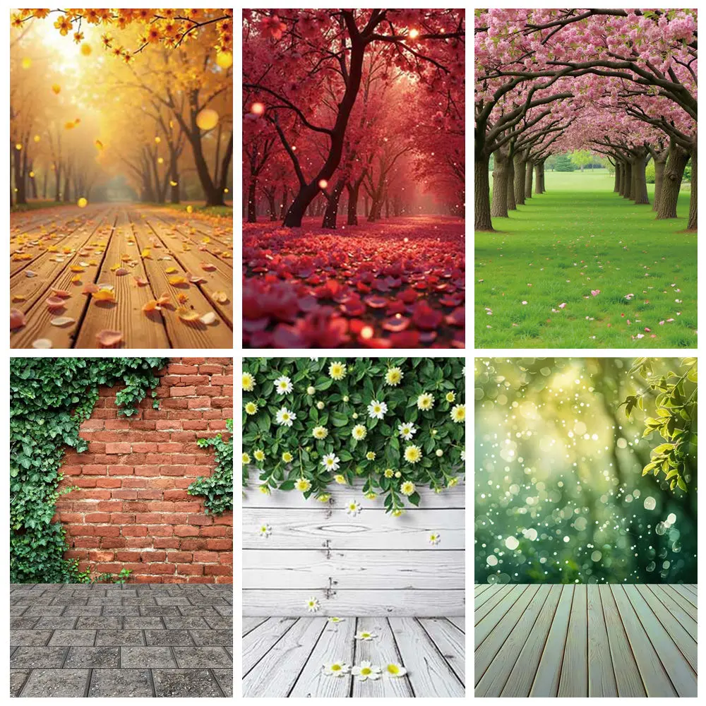 

MOON.QG Spring Garden Backdrop Outdoor Green Floral Forest Nature Flower Tree Photography Background Grass Birthday Background