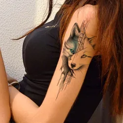 Long-lasting waterproof temporary tattoo stickers simulated non-reflective fox pattern fake arm tattoos for boys and girls