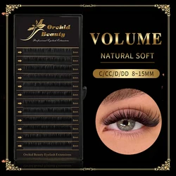 Orchid Beauty Individual Premium Eyelashes Super Soft Silk Mink 8-15mm Mixed Length Extension Volume False Lashes Supplie Cilios