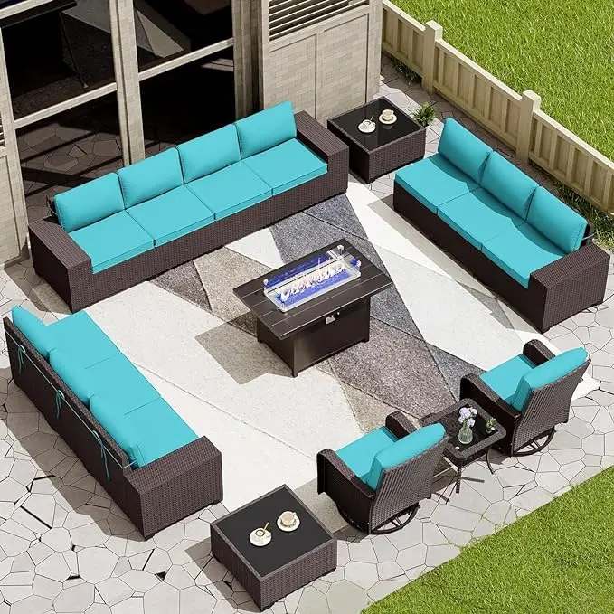 Conjunto de muebles de Patio al aire libre, sofá seccional, silla mecedora de conversación