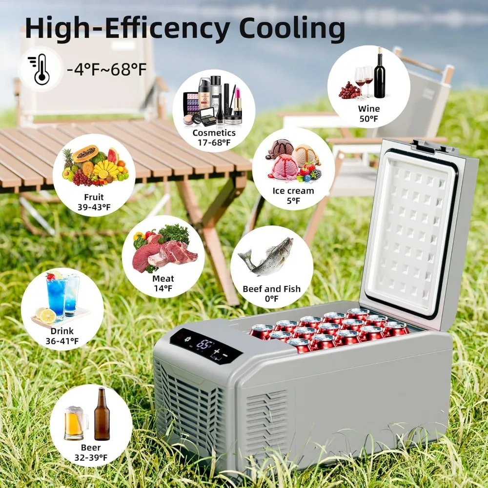 ثلاجة سيارة، ثلاجة سيارة 12 فولت، 16 كيو تي، ضاغط فريزر محمول، مبرد كهربائي للسيارة، لوحة تحكم مع قفل #4