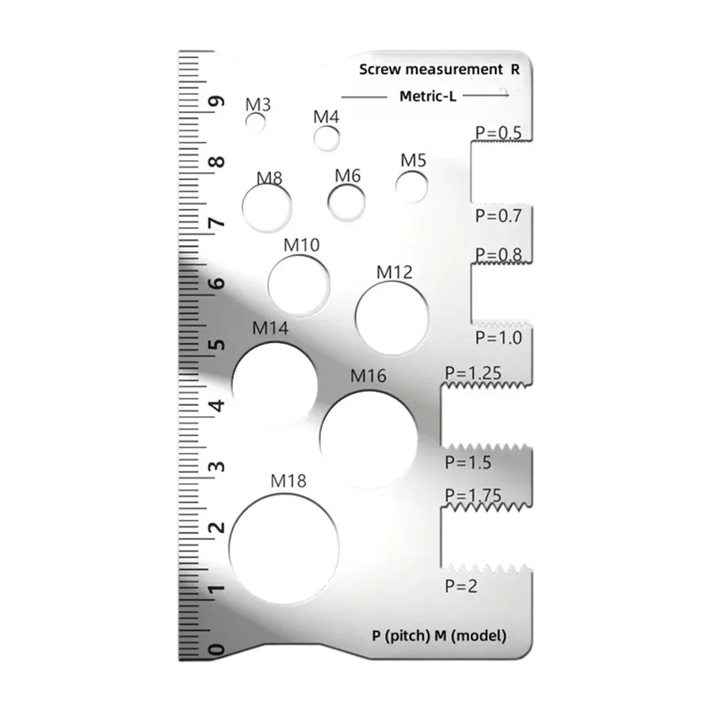 Bolt Nut Gauge Measuring Tool 304 Stainless Steel Construction Compact And Lightweight For Screw Specifications Measuring Device