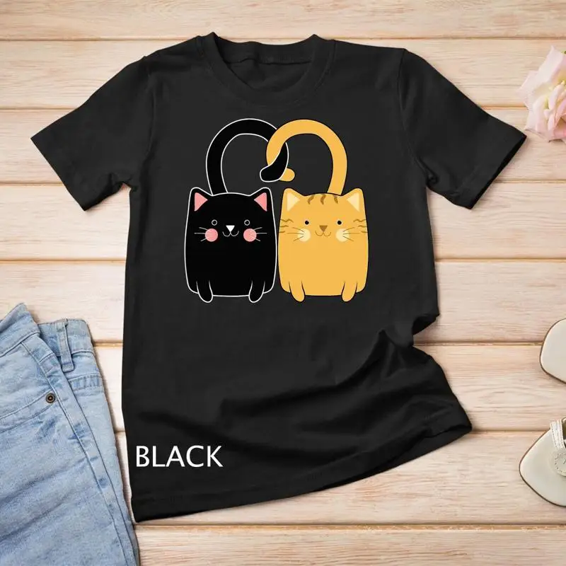

Cute Ginger Cat Black Kitten Love Valentines Day Tshirt Unisex T shirt