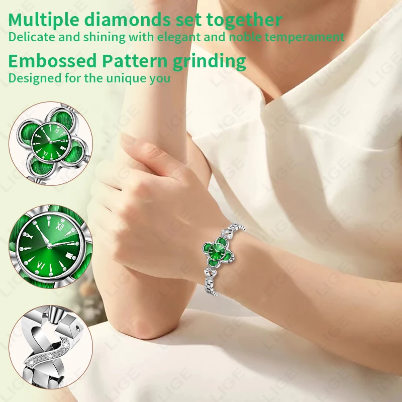 LIGE New Quartz Dial Steel Women Bluetooth Smart Watch Waterproof Sports Women's Heart Rate Sleep Monitor Ladies Smart Bracelet