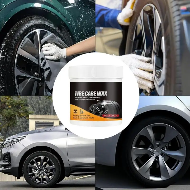 Car Tire Shine 100g Tire Degreasing Polish Protective Wheel Maintenance Wax Waterproof Tire Wax Brightener Long-Lasting For