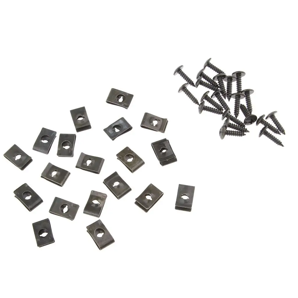 Motorcycle Rivet Retainers and Fastener Clip Kit Metal Iron Screws Black for Cars Trucks Caravans Trim Panel Mounting