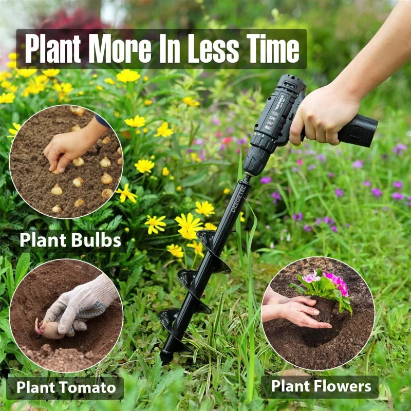 Garden Spiral Drill Bit, High Speed Soil Auger, Labor-Saving Hole Puncher for Flower Vegetable Planting, Universal Fit Electric