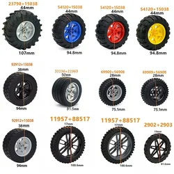 Technical Bricks Car Set MOC Tire Wheel Hub Truck Construction Building Blocks Motorcycle Wheel 56145 56908 44309 92402 55976