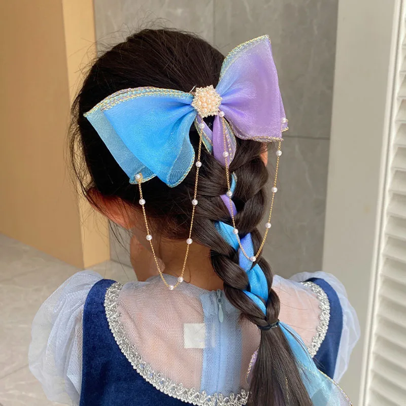 Cute Bowknit Girls Hairpins Colorful Chiffon Bow Ribbon Hair Clips For Baby Kids Hair Accessories