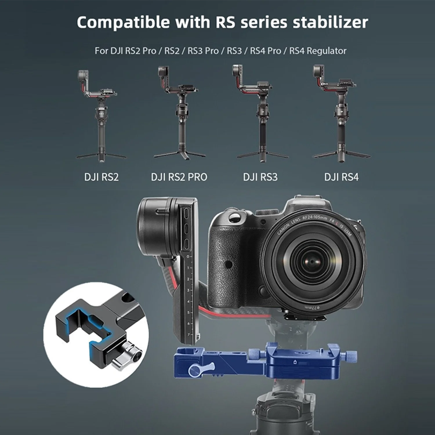 アルミニウム合金垂直カメラマウント-ronin-rs4-rs3-pro-rs3-rs2-ジンバルアクセサリー用、quicky-水平垂直マウントプレート
